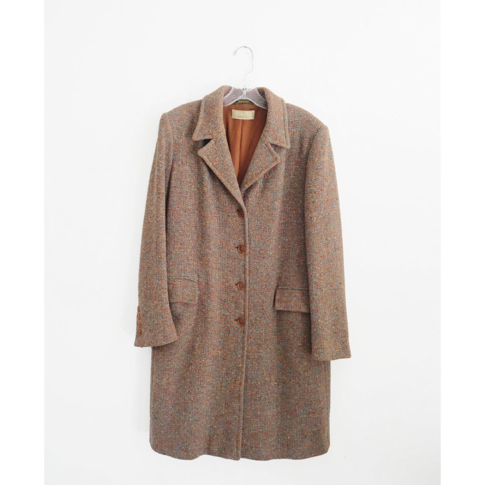Vintage 90s 00s Ada Parini by ICA Cyan Orange Wool Tweed Coat size IT 46 US 10 - Picture 3 of 8